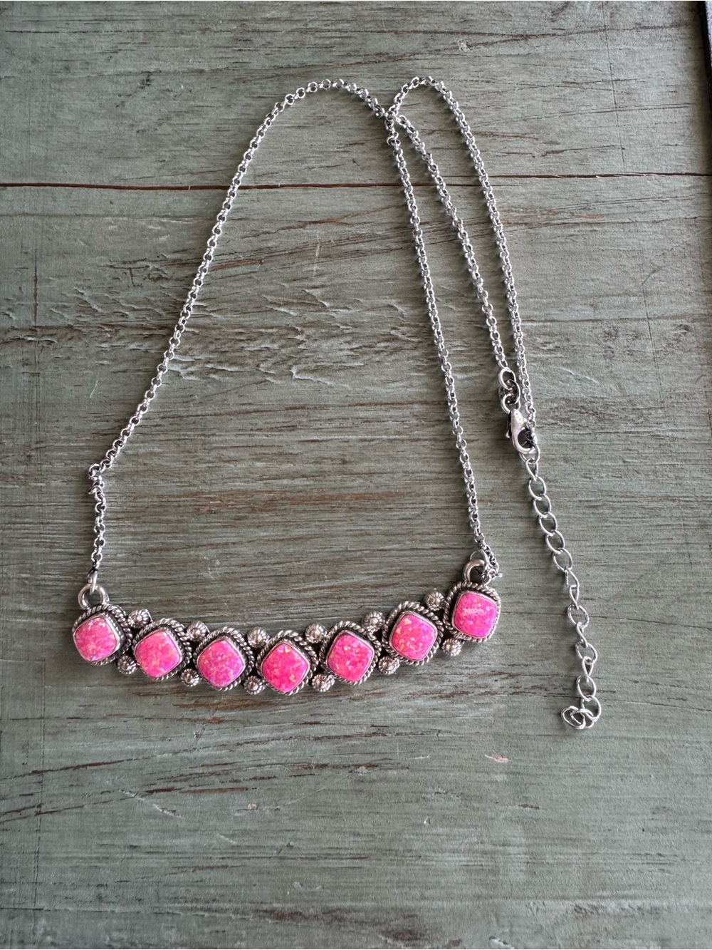 Pink Opal Bar Necklace